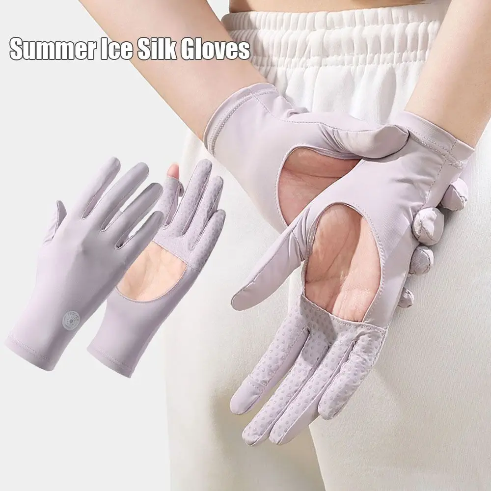 Summer Ice Silk Gloves Women Anti UV Sun Protection Gloves Touch Screen Mittens