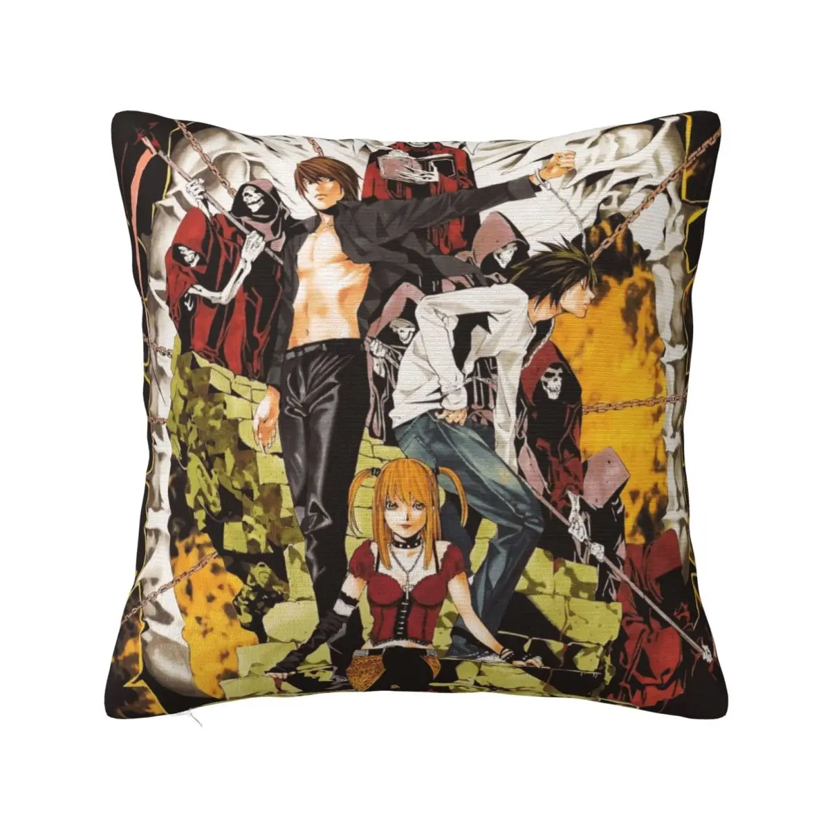 Anime Death Note Character Pillowcase Polyester Cushion Cover Decoration Manga L Light Pillow Case Cover Home Square 45X45cm