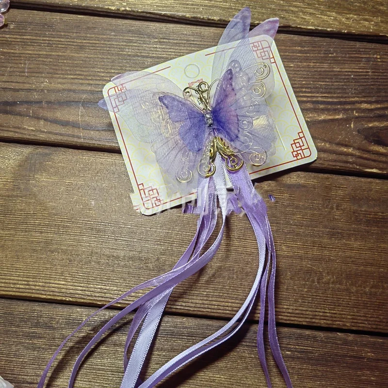 フェスティバル漢服帽子蝶タッセルヘアクリップアンティークスタイルヘアアクセサリー