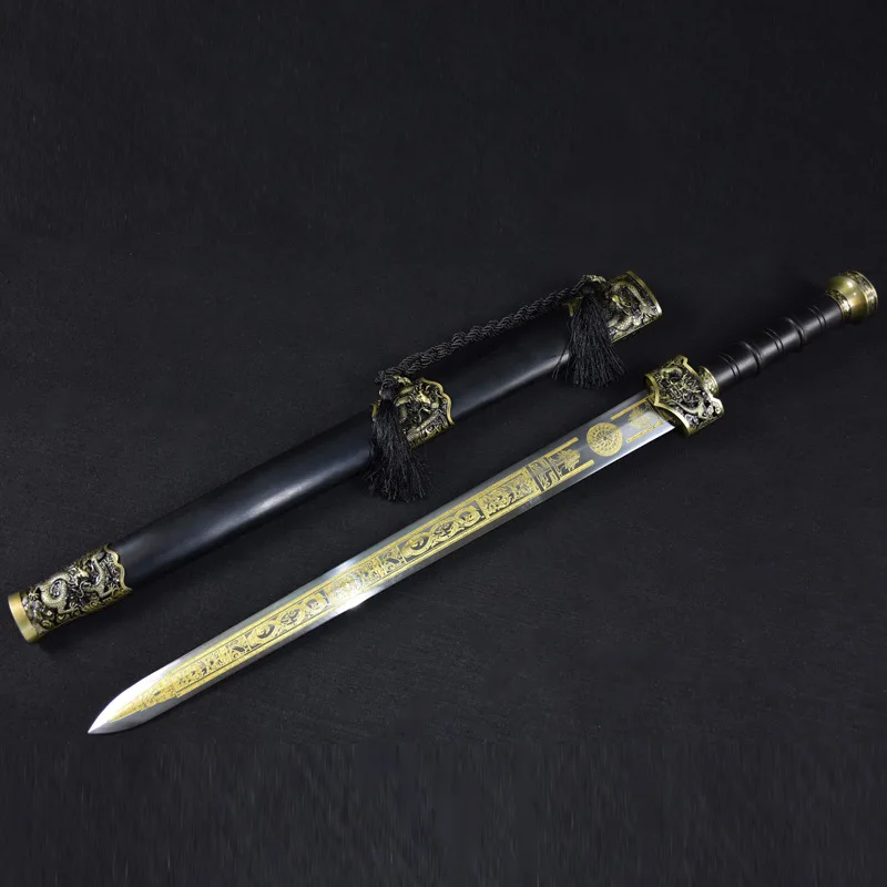 

81cm Chinese King sword gilding carved medieval kung fu sword hand-forged high manganese steel real sword katana