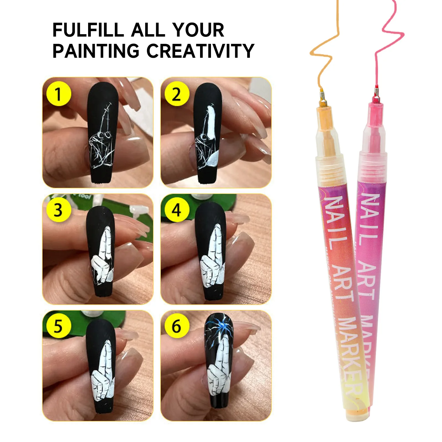 12 قطعة مسمار الفن أقلام 0.5 مللي متر غرامة خط هلام بطانة مجموعة أقلام رصاص مقاوم للماء سريعة الجافة مسمار علامات DIY بها بنفسك مانيكير الرسم