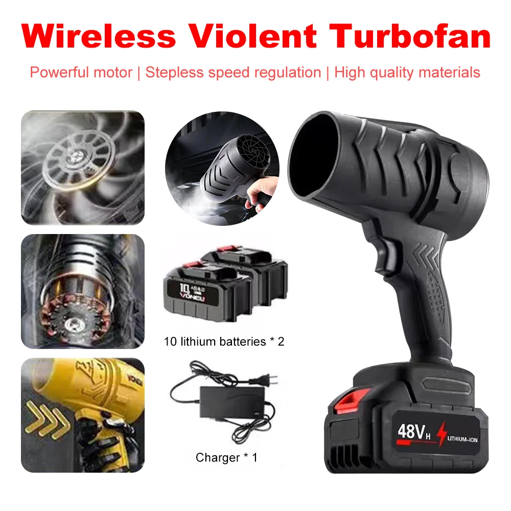 

1000W Turbo Fan Violent Air Gun Cleaning Violent Air Gun Jet Fan Turbine Hair Dryer High Power Turbofan Leaf Blower