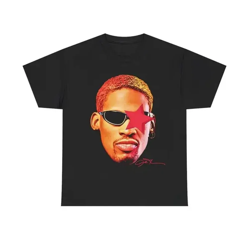 Camiseta Gráfica Vintage Inspirada en Rodman, de Algodón Pesado, Estilo Baloncesto Urbano de los 90, Estilo Hip-Hop, Estética Y2K, Clásica Retro para Fanáticos del Deporte, Moda Masculina Informal, Estilo Michael Jordan y Allen Iverson, Camiseta Informal para Hombre