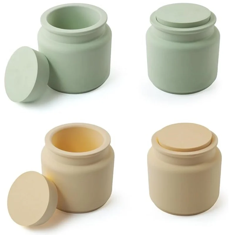 Candle Jar Molds, Silicone Concrete Molds for Candle Holder with Lids, Candle Cup Cement Molds for Candle Making Supplies