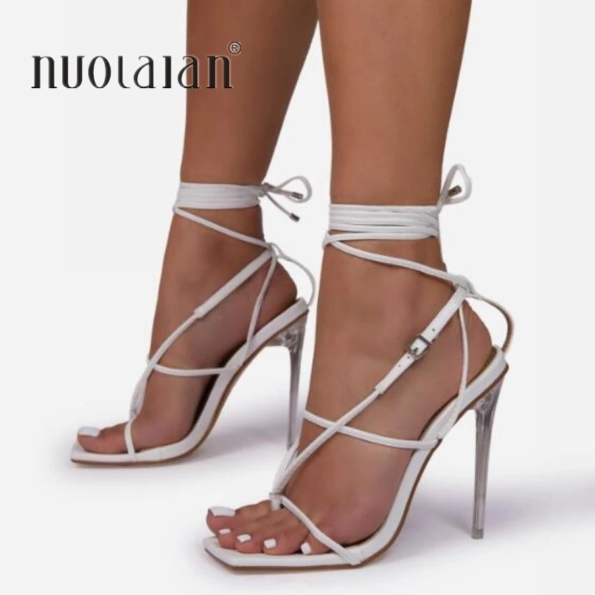 Summer High 11CM Heels Women Sandals Ankle Cross Strap Sandal Shoes Woman Ladies Peep Toe High Heels Dress Party Shoes Woman