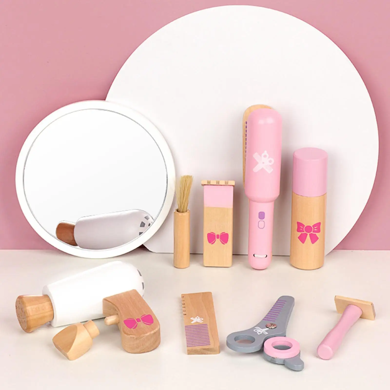 Beauty Salon Toy Set Makeup Set Wooden Play Set Pretend Play Toy Wooden Princess Play Set