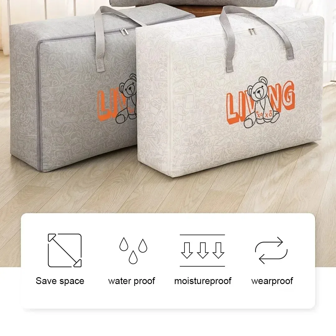 1-4Pcs Clothes Quilt Storage Bag Waterproof Moistureproof Large Capacity Luggage Bag Packing Bag Thickened Non-woven Storage Bag