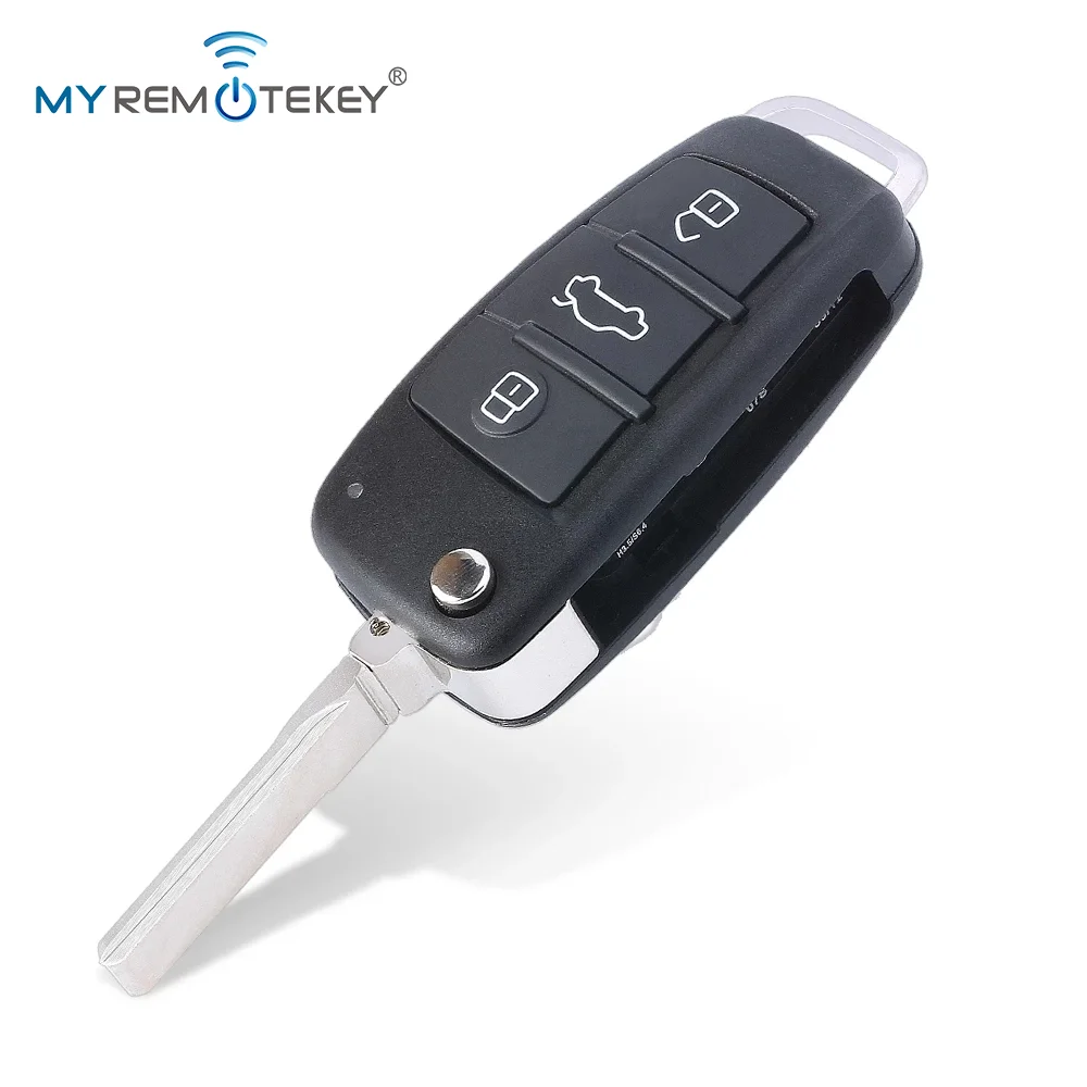 REMTEKEY NBG009272T الوجه مفتاح قذيفة 3 زر مع الذعر لأودي A3 A4 A5 A6 A8 TT 2006-2010 P/N 8P0 837 220 E