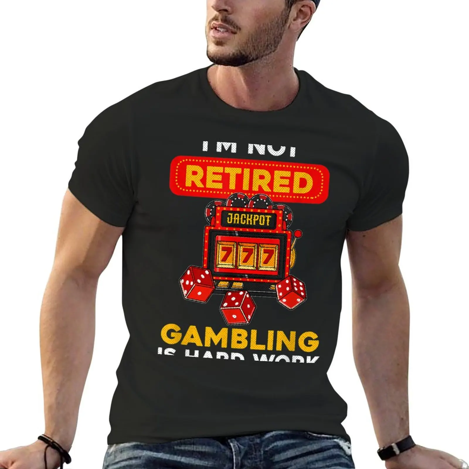 Funny Casino Gambling Retiree I Slot Machine Retirement T-Shirt kawaii clothes quick-drying baggy shirts men clothings