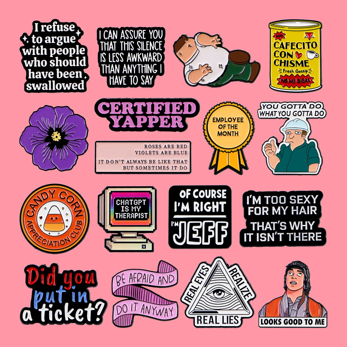 Citations de dessin animé drôles, médaille de pins en émail, broche de coquelicot, épingles en métal, Badge sur sac à dos, accessoires pour vêtements, bijoux à la mode, cadeaux