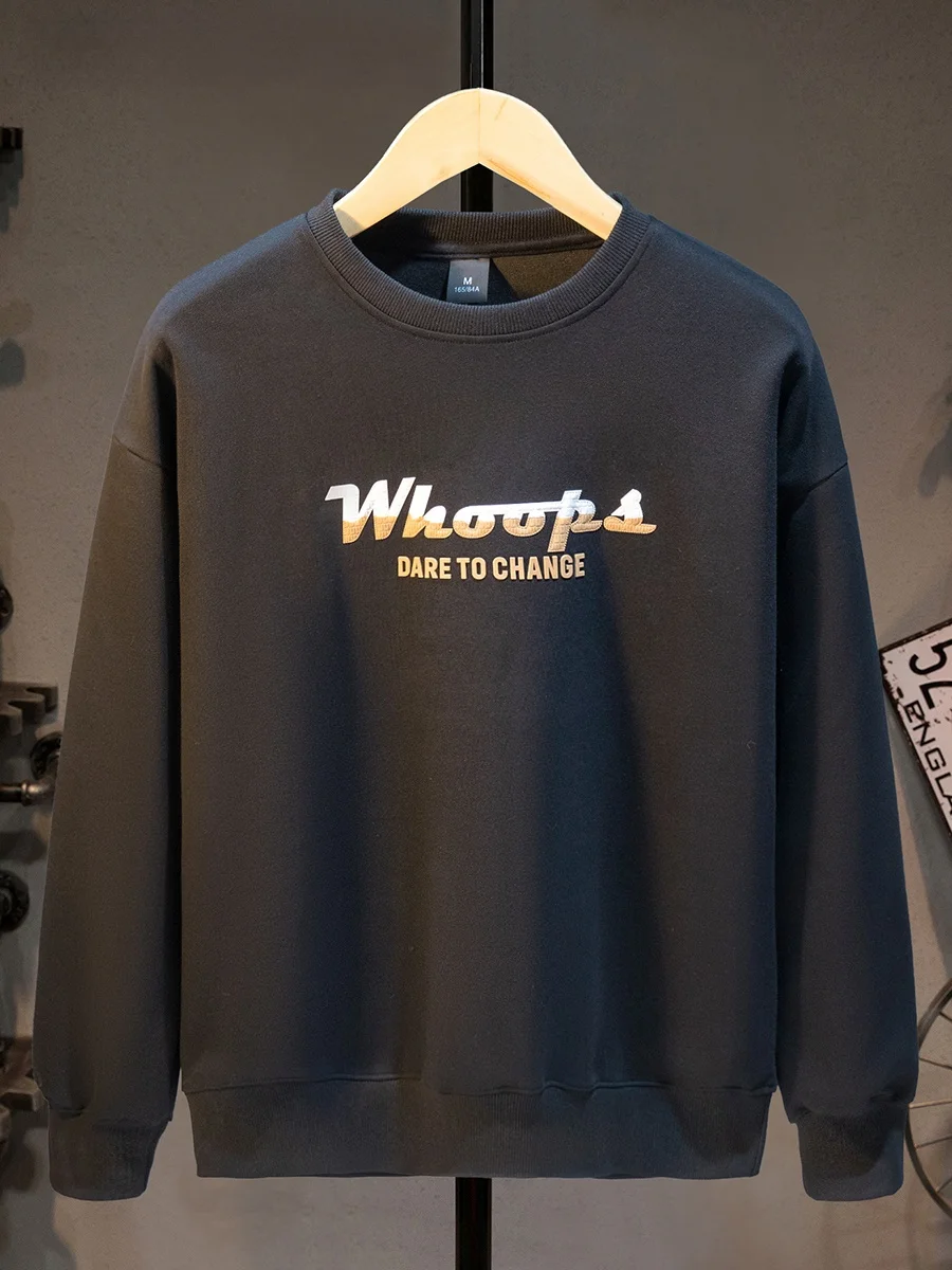 

Повседневный мужской свитшот с длинным рукавом и круглым вырезом, весенне-осенний, новый, студенческий, спортивный, универсальный, модный, с буквенным принтом