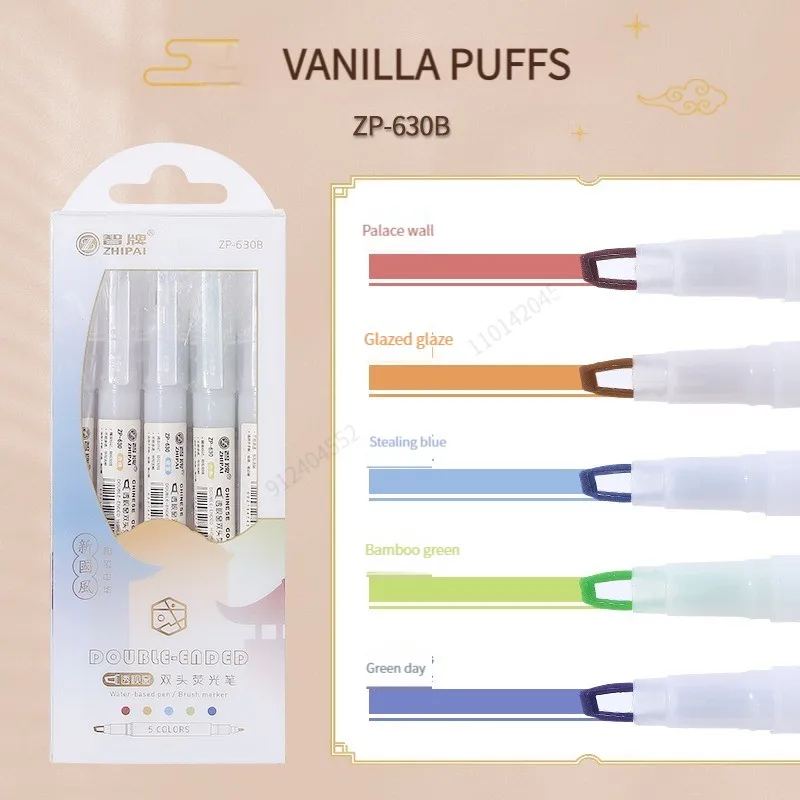 ZhiPai 5-Pack Double-Tip Pastel Highlighters