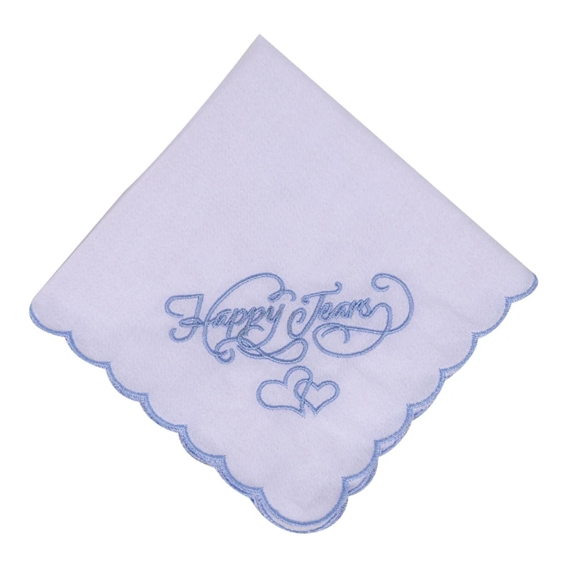 

39BC Embroidery Cotton Square Handkerchief Wedding Party Favor Decorative Kerchief for Bride Wedding Gifting Packing Use
