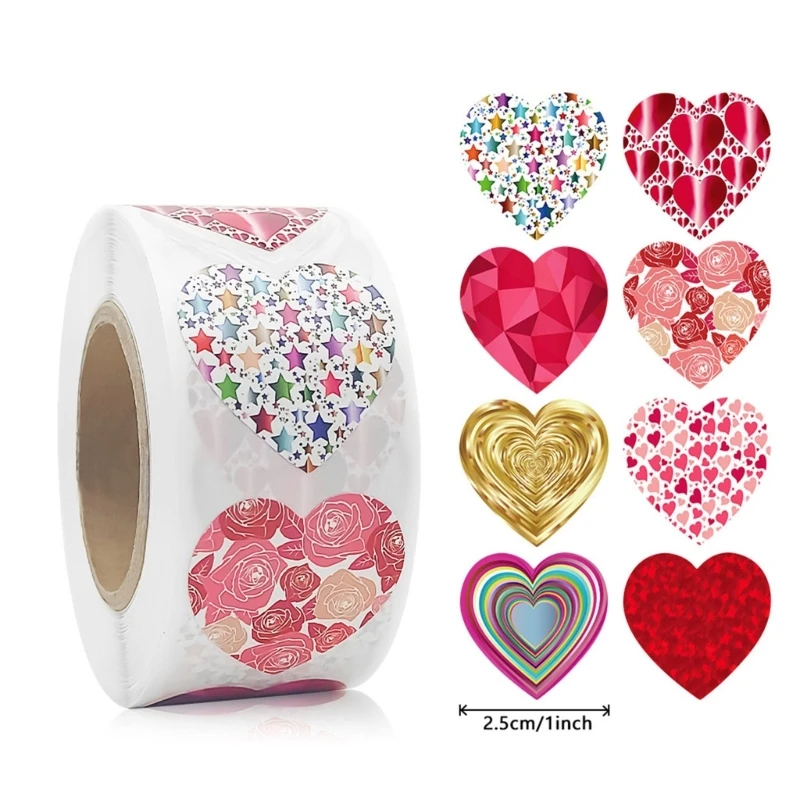 Heart Sticker Labels Valentine's Day Adhesive Sticker for Craft Envelopes Cards