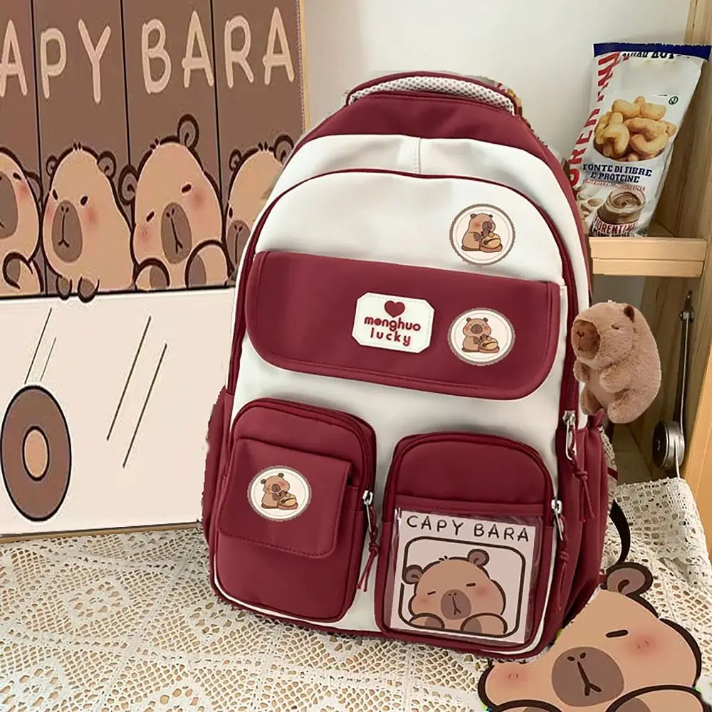 

Высококачественная школьная сумка с капибарой, большая вместительная сумка на плечо с регулируемым ремнем, водонепроницаемая сумка для компьютера, студенческая