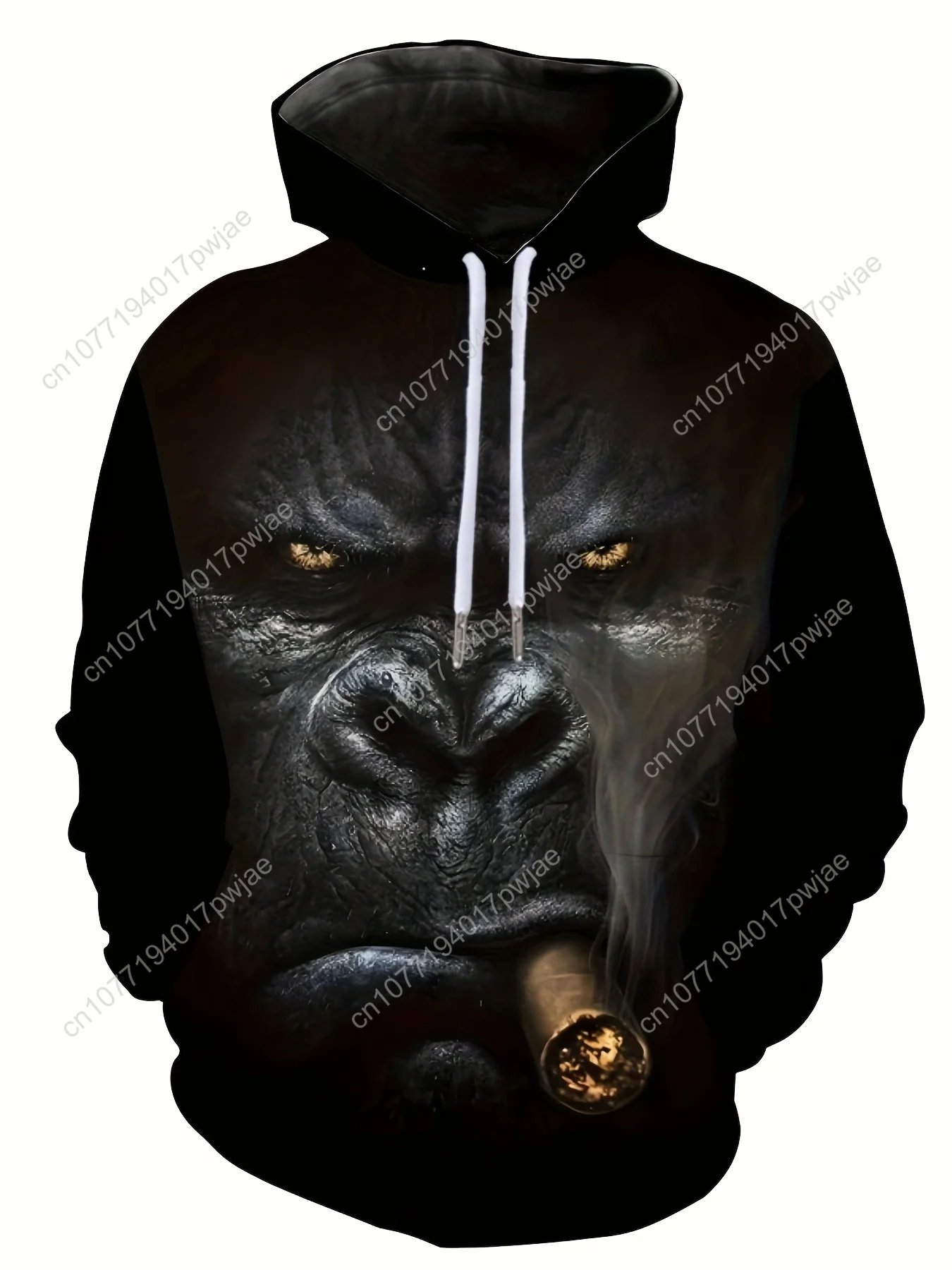 Sweat à capuche imprimé singe 3D mignon grande taille |   Gorilla Fun Top à motifs, coupe ample, manches longues, style décontracté pour hommes