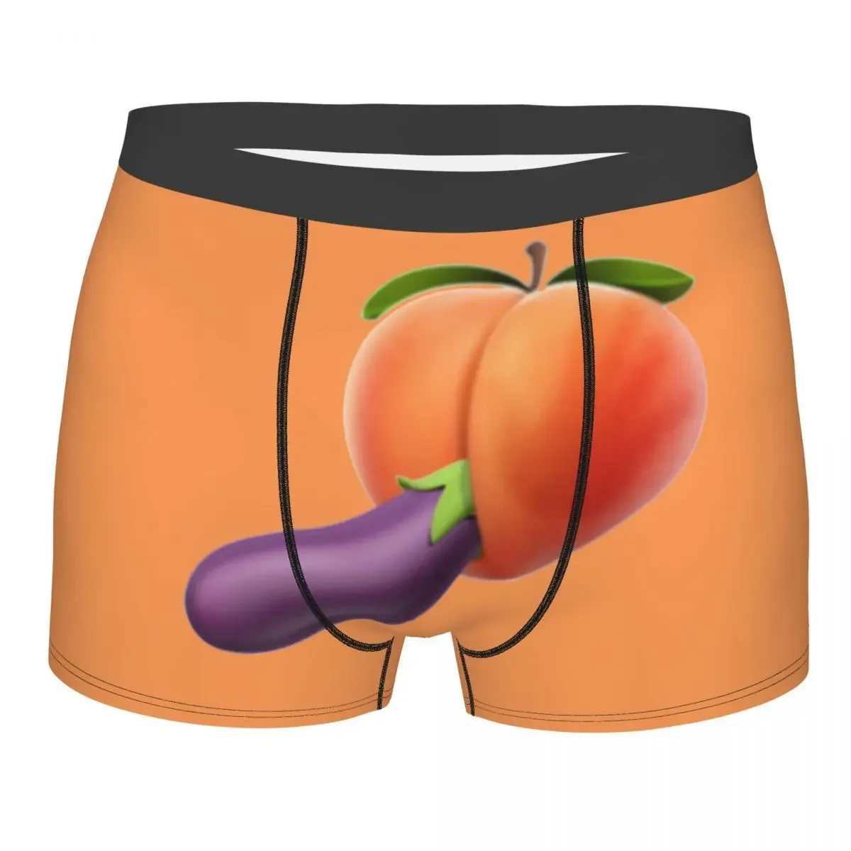 Sexy Custom Funny Food Porno Peach Eggplant Design Underwear Breathbale Boxer Briefs Shorts Panties Soft Underpants For Homme