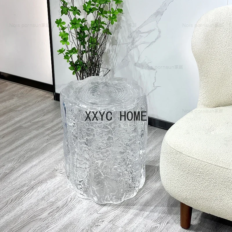

Living Room Coffee Table Creative Transparent Resin Tea Table Stool Combination Villa Showroom