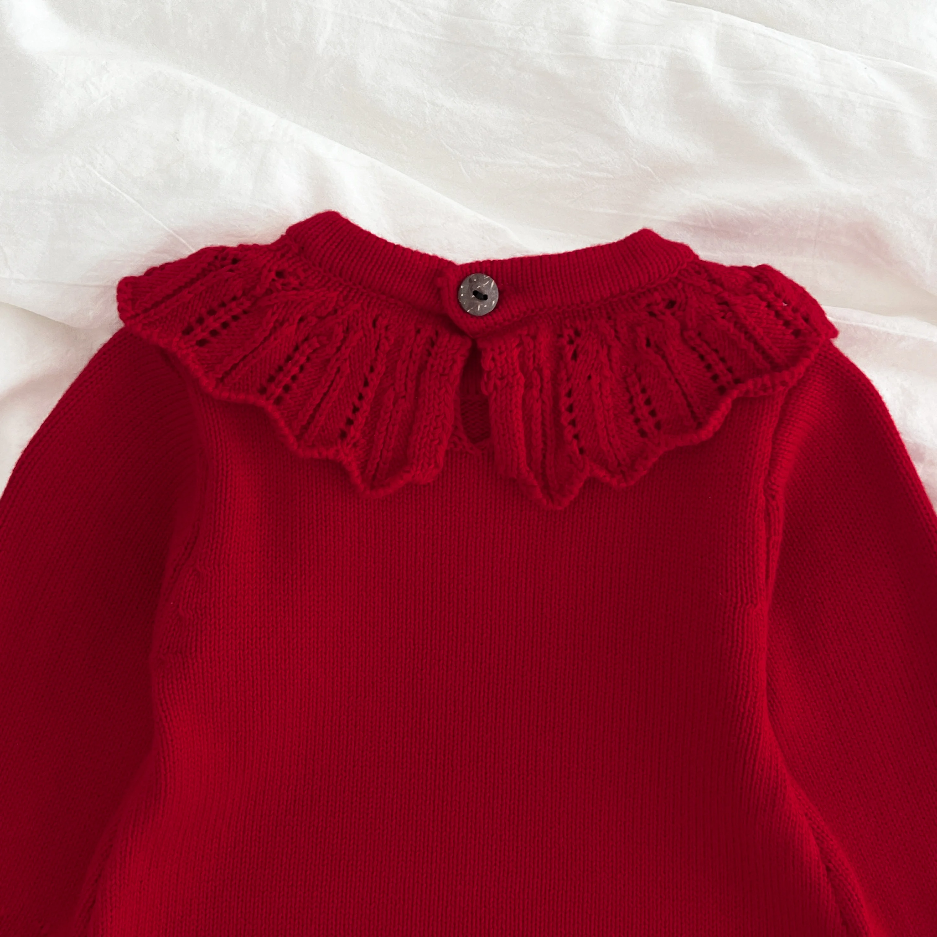 Weihnachten Stickerei Floral Baby Mädchen Pullover Strampler Neugeborenen Lange Ärmel Stricken Kleidung Prinzessin Strickwaren Winter Herbst Overall ﻿ – Detail 5