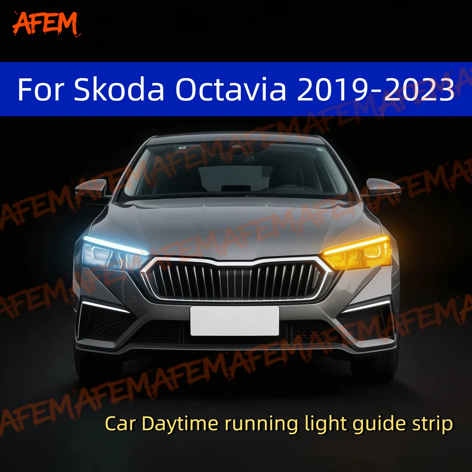 Für Skoda Octavia 2019-2023 2 Stück LED-Lichtleisten Scheinwerfer für Auto Tagfahrlicht Blinker DRL Auto-Modifikation