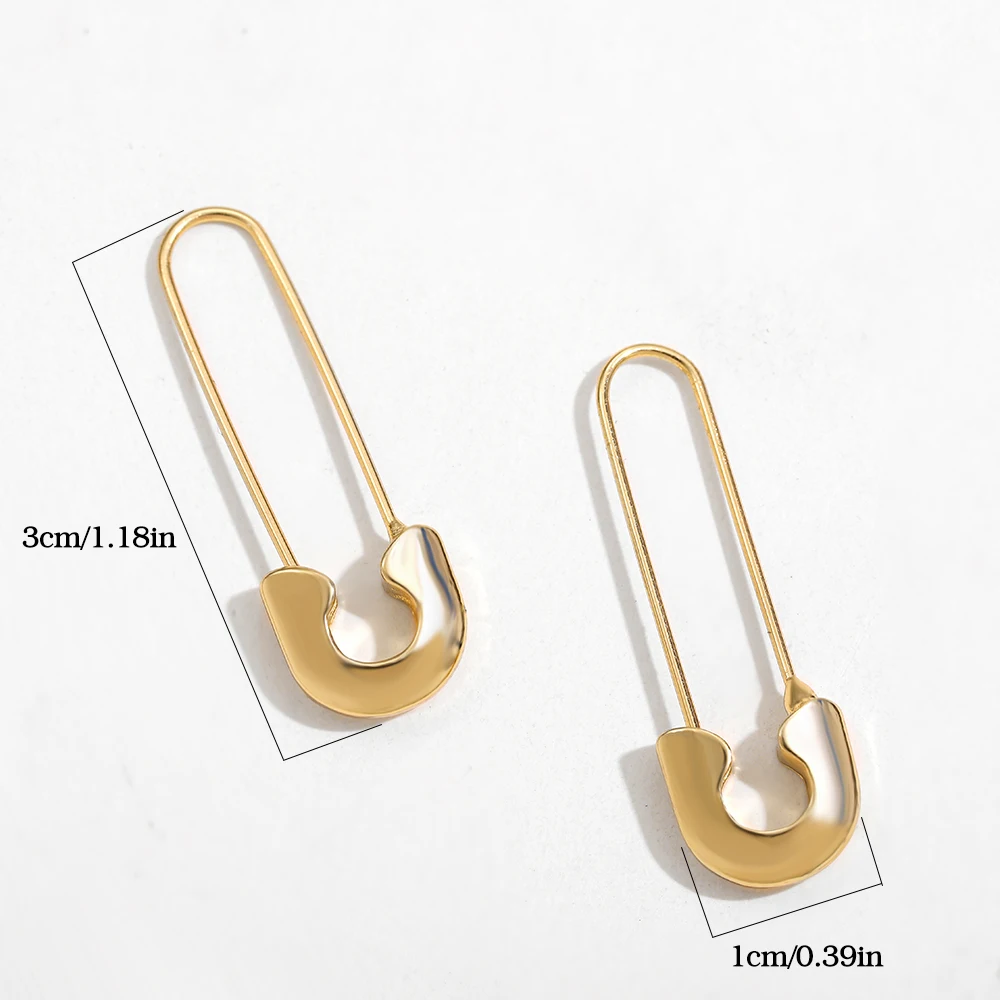 Minimalist Safety Pin Shape Leverback Earrings for Women U-shaped Gold Plated Lock Pendant Pierced Earring  Jewelry Accessories