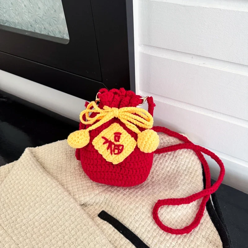 2026 حقائب عالية الجودة سنة جديدة سعيدة الحصول على تصميم غني حقائب اليد النسائية الموضة الغزل المرقعة سلسلة حقائب كروسبودي #2