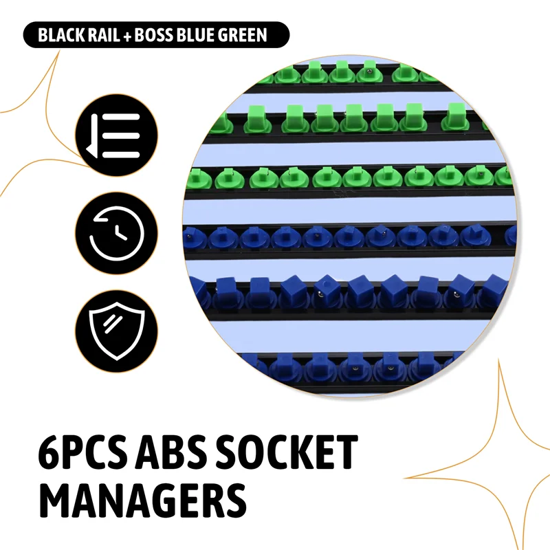 PORK-6PCS Heavy Duty Socket Racks Organizer 1/2 Inch 3/8 Inch And 1/4 Clip Drive Socket Rail Holders Heavy Duty Socket Racks