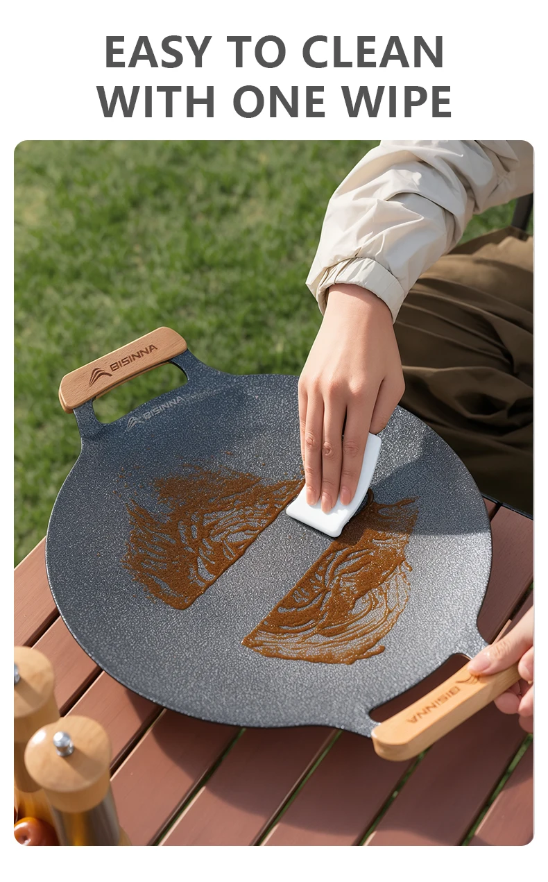 Bisinna 34cm im Freien Grill Grill pfanne Antihaft-Herd Backblech koreanische Roastig Grill platte Camping ausrüstung – Detail 9