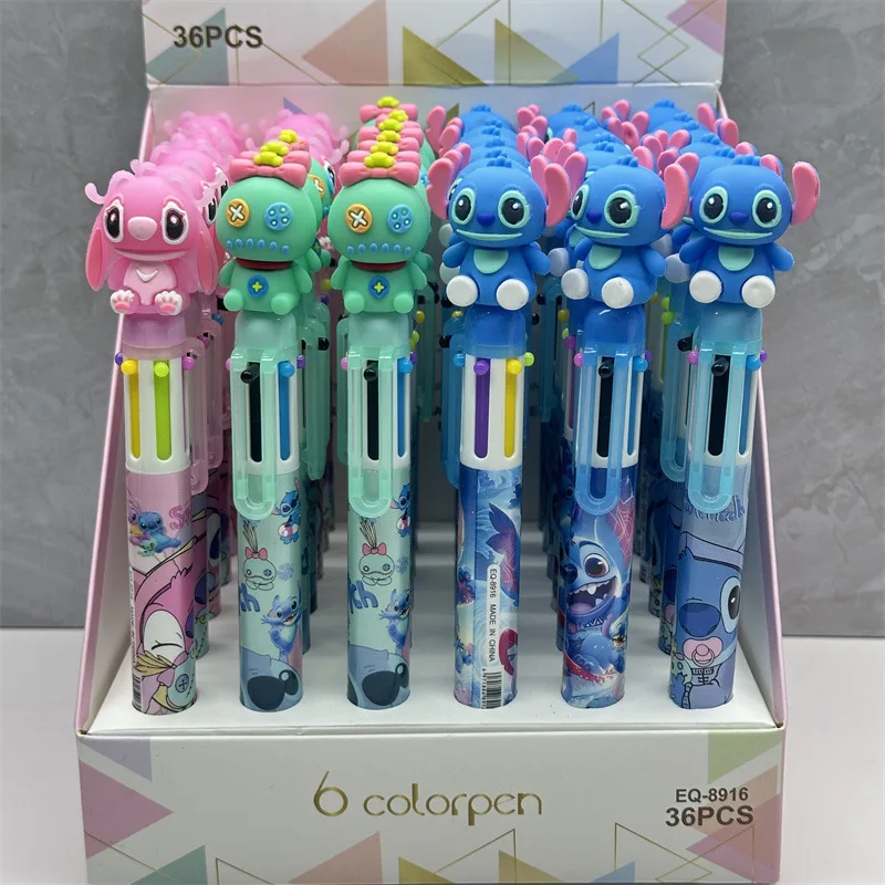 New Stitch Style 6-Color Pen Star Baby Stitch 6-Color Ballpoint Pen Pink Stitch Hand-Held Pen 36pcs