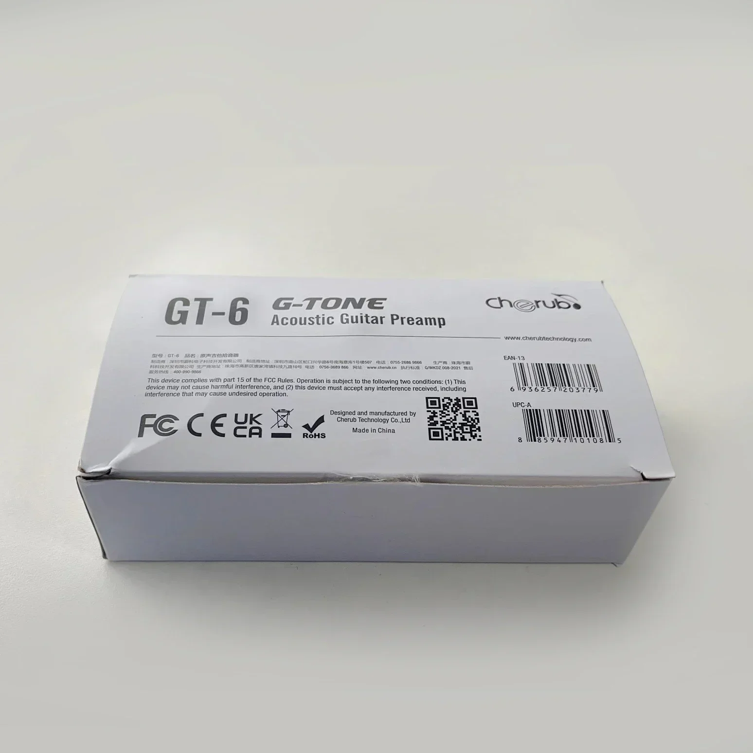 

QX Music Store-Cherub G-Tone Series Acoustic Guitar Preamp GT-6 Piezo Pickup 3-Band EQ Equalizer LED Tuner Black