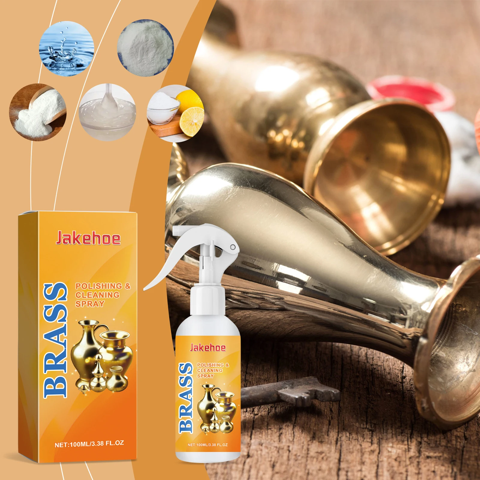 Premium Brass Cleaner Spray Instants Tarnish Remover Polishing Spray For Brass Copper Long Lasting Shine