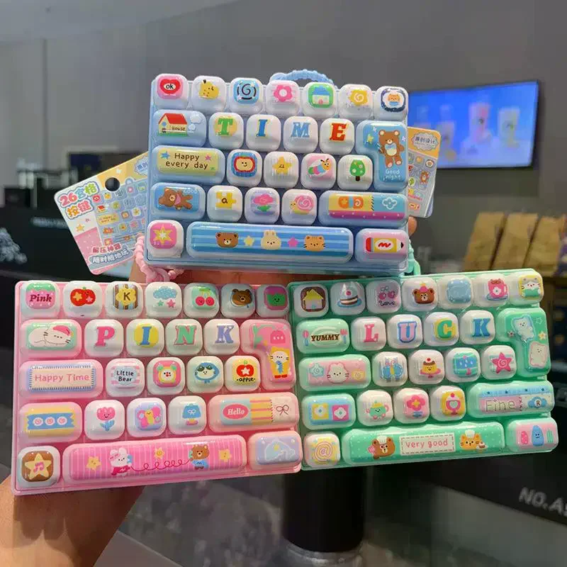 26 Key Simulated Keyboard Cartoon Patterns Stress Relief Release Pendant Decoration Backpack Pendant Gift