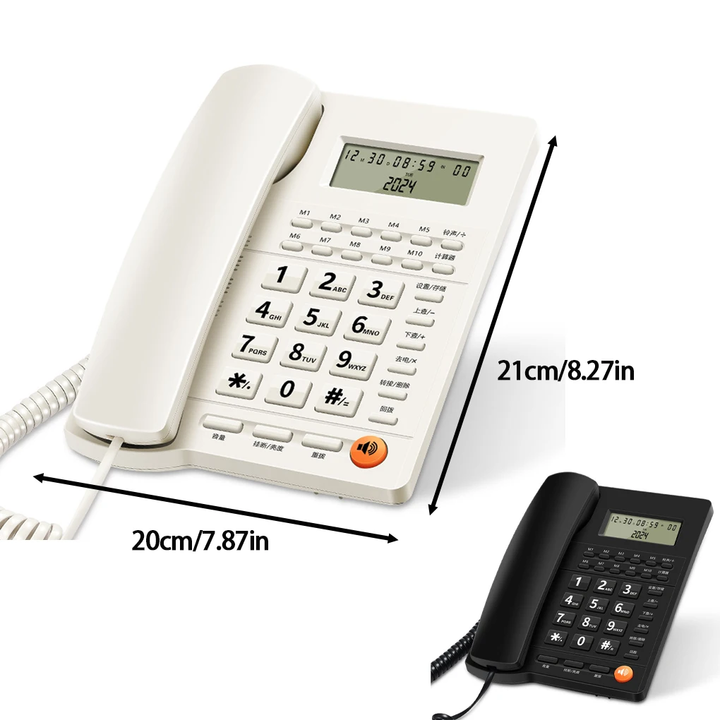 Desk Corded Telephone With Display For Home/Hotel/Office Support Music On Hold Landline Phone Corded B