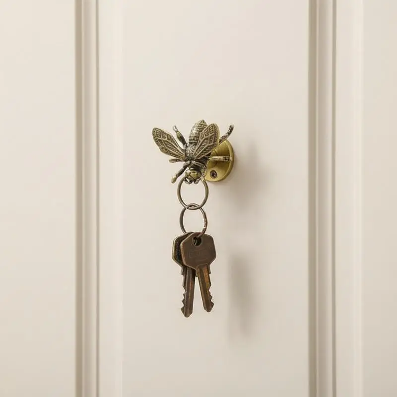 Creative Retro Bee Brass Handle Vintage Single Hole Cabinet Door Knobs Gold Furniture Hardware Wardrobe Drawer Pulls Dresser