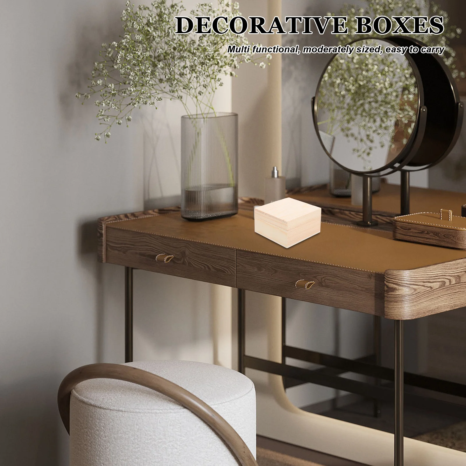 

2pcs Pine Wood Storage Box Blank Unfinished Wooden Craft Box Diy Kids Art Container Small Wood Case For Home Office Decor Party