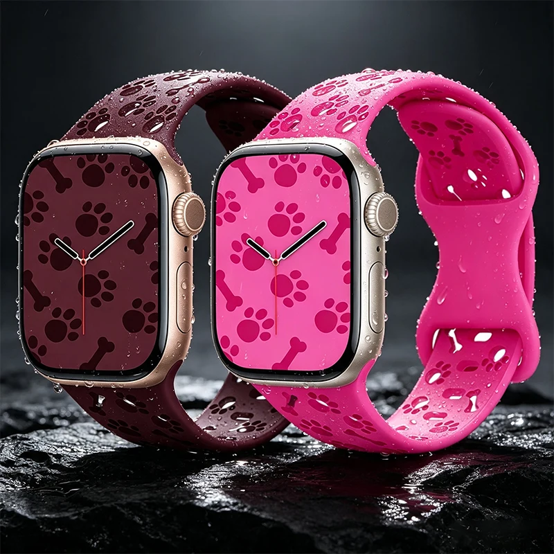 Apple Smartwatch Accessories - สายซิลิโคนลายอุ้งเท้าสุนัขสำหรับสาย Apple Watch ขนาด 49 46