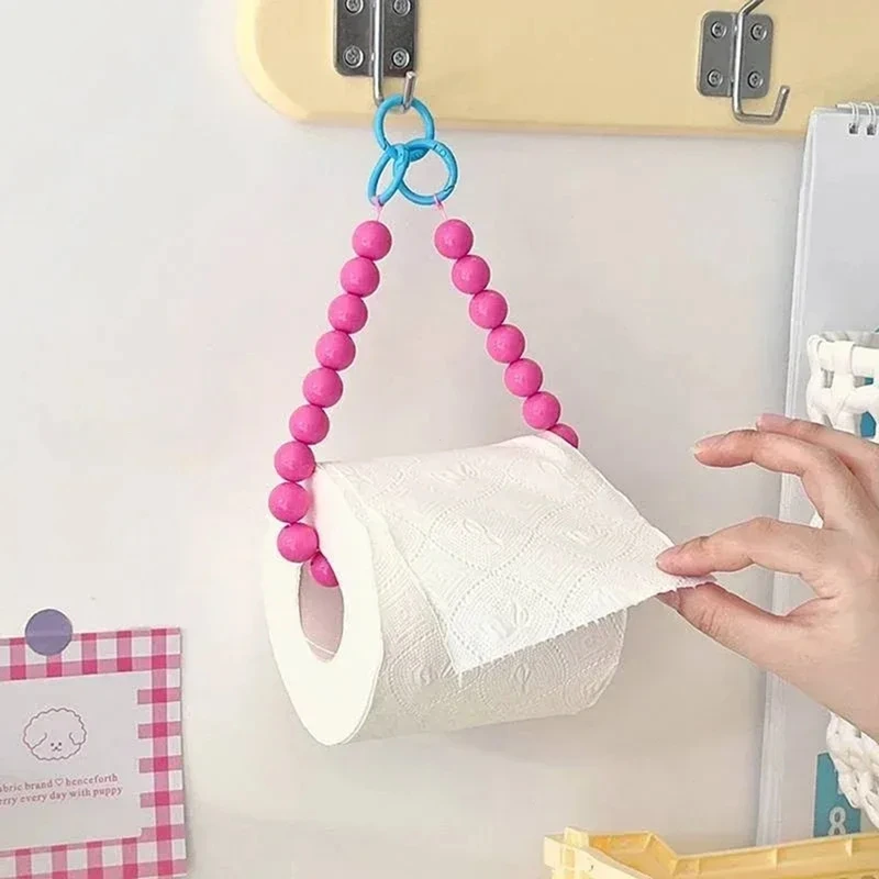 AB15-Hanging Bead Tissue Box Toilet Paper Rack Mobile Phone Chain Home Storage Organizer Bathroom Decoration Parts