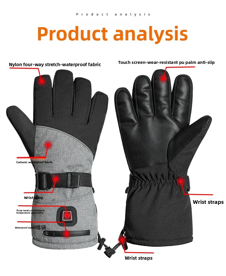 

Heated Gloves with Display for Skiing Cycling Rechargeable Thermal Warm Electric Men Women Outdoor Winter Sports Hand Warmer