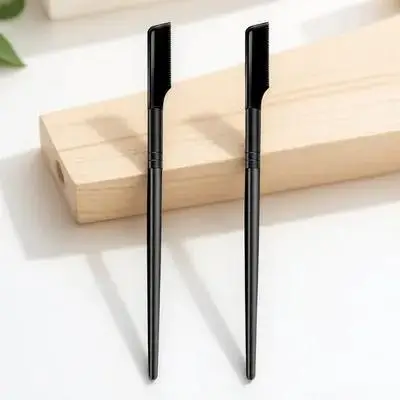 

2Pcs Steel Needle Eyelash Comb Eyebrow Separator Fine Teeth for Natural Brow Shape Non-Slip Handle Lash Styling Grooming Tool