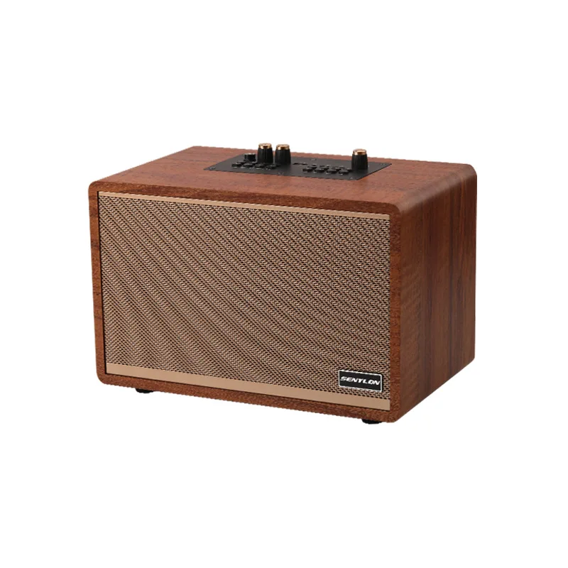 

Wooden Bluetooth Speaker Wireless HIFI Home Desktop Radio Heavy Bass Outdoor Karaoke Speaker Retro Style
