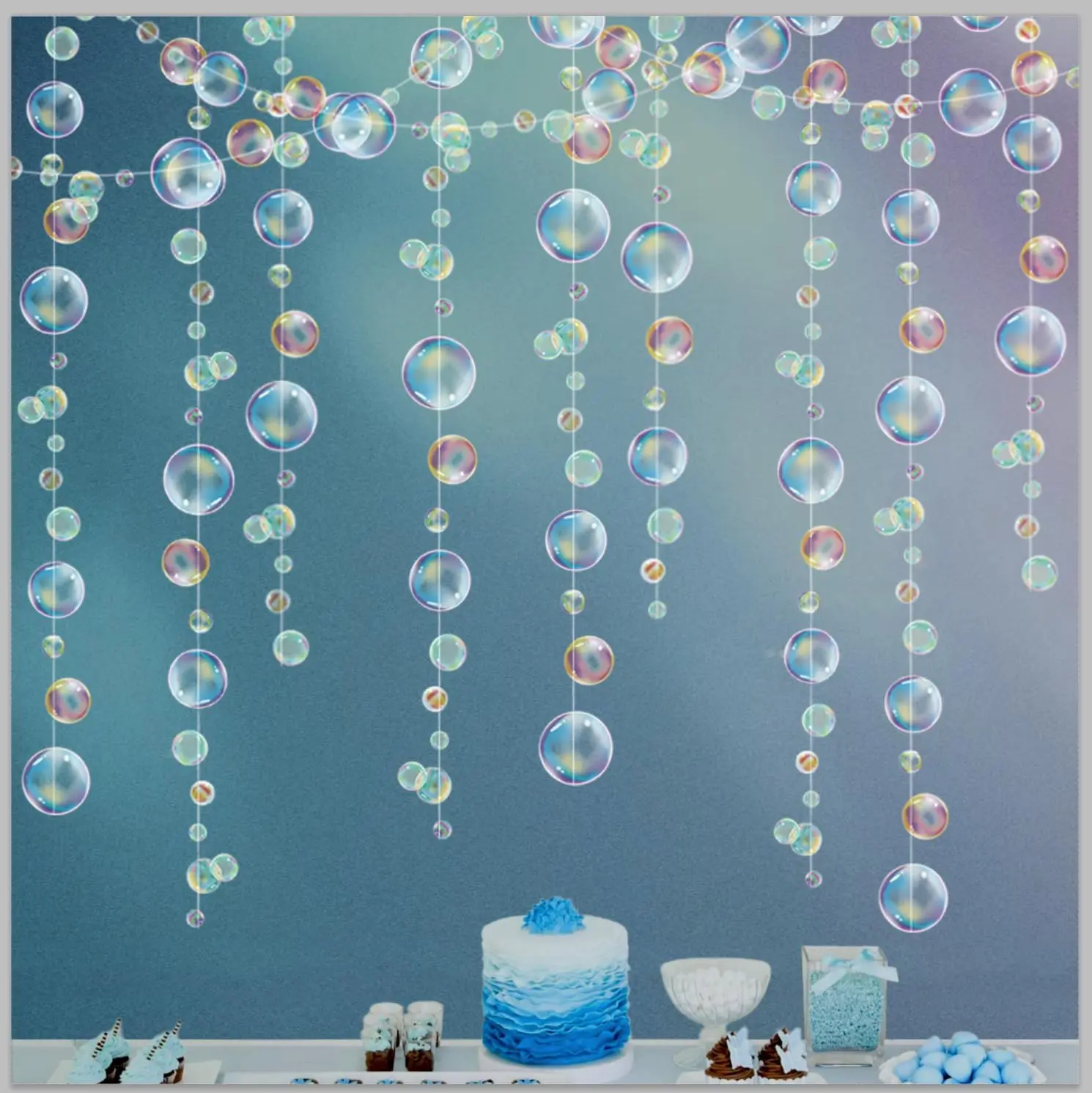 Unterwasser-Party-Dekoration, Sommer, bunte Blasengirlanden, Meerjungfrau-Geburtstag, Regenbogen, Unterwasser-Geburtstag, hängendes Streamer-Banner