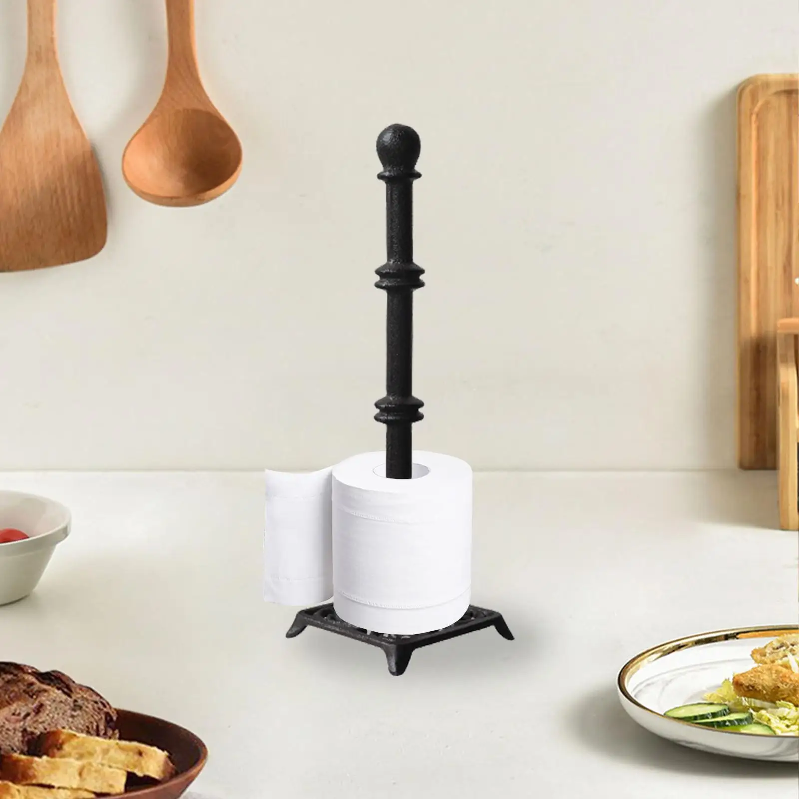 Paper Towel Holder Stable Simple Cast Iron Sturdy Kitchen Decor Toilet Paper Stand for Kitchen Toilet Home Countertop Restroom
