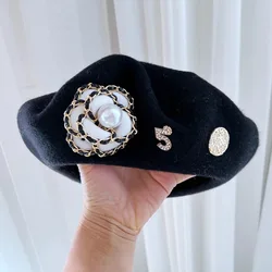 New fashion brand floral wool beret Winter hat Women's top hat Girl Beret for women everyday wear