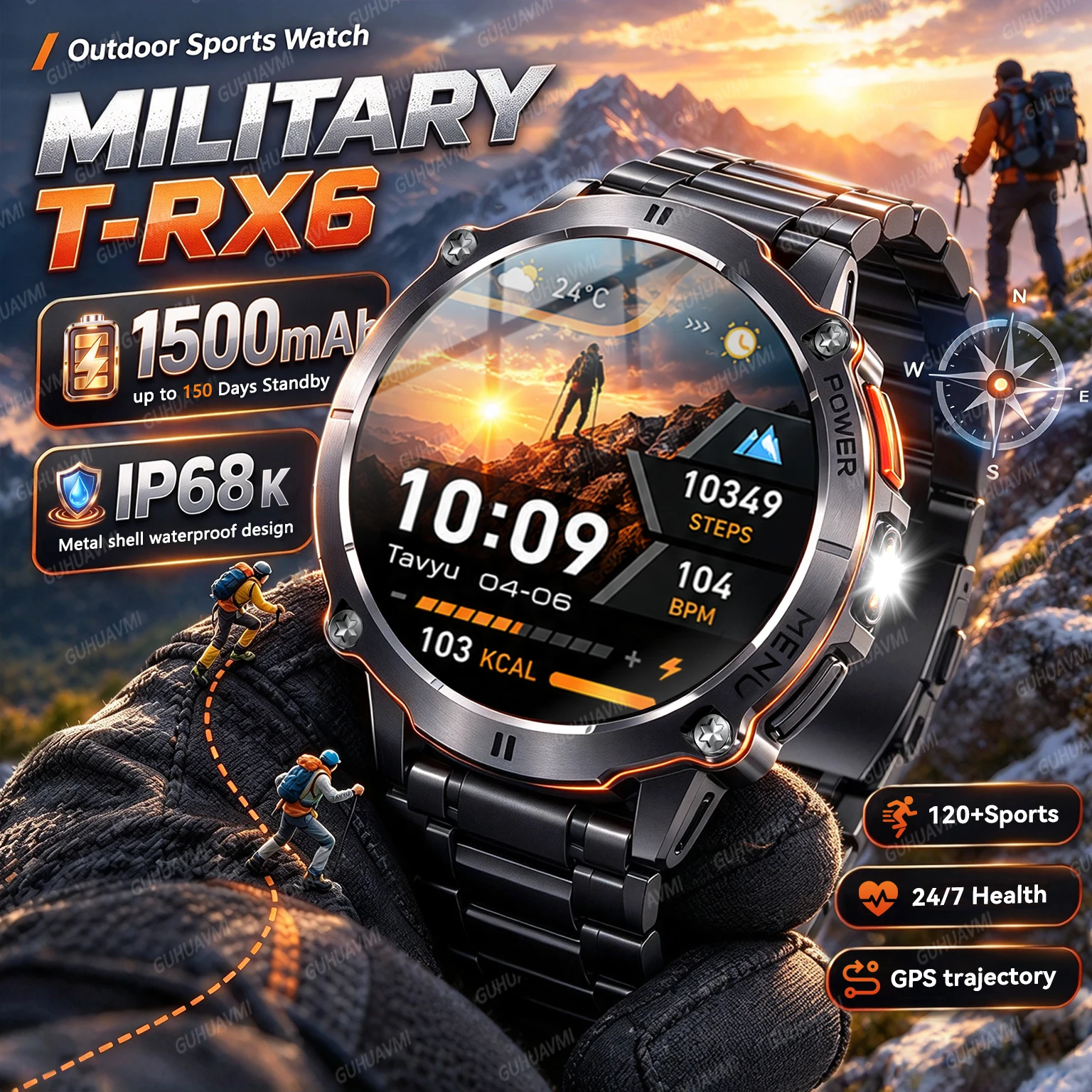Newly Durable 1500mAh Battery Sports Smart Watch 1.7