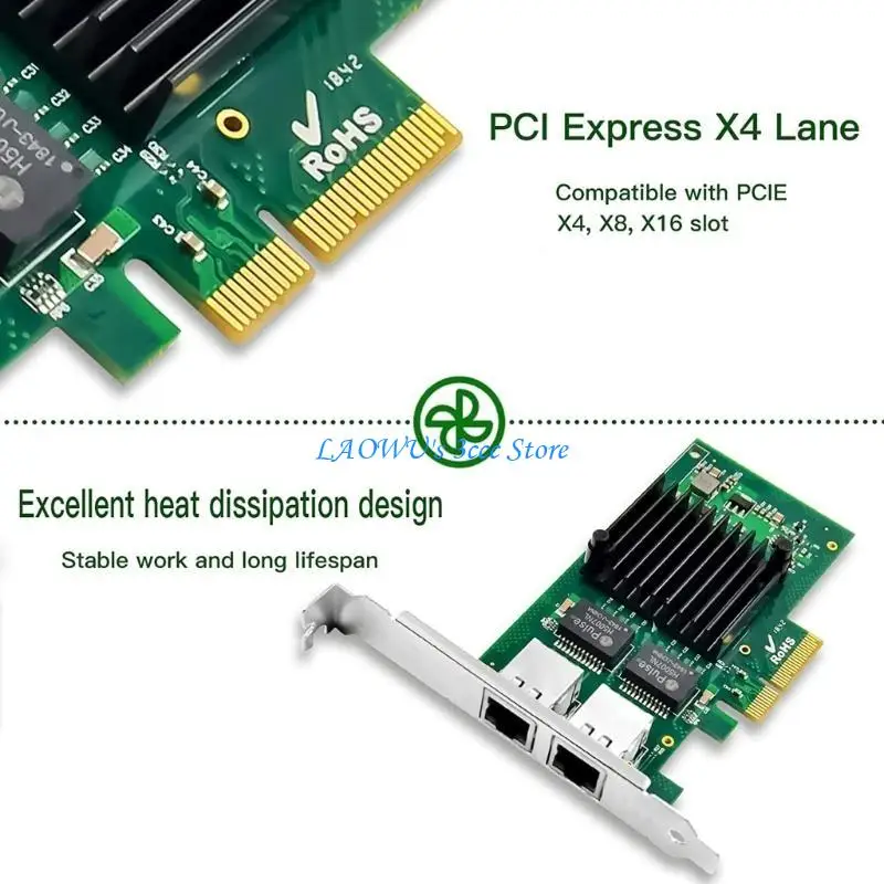 Y8AD 2xpci Express 2 Порт-гигабит сетевой карты Ethernet для I350-T2 1000 Мбит / с