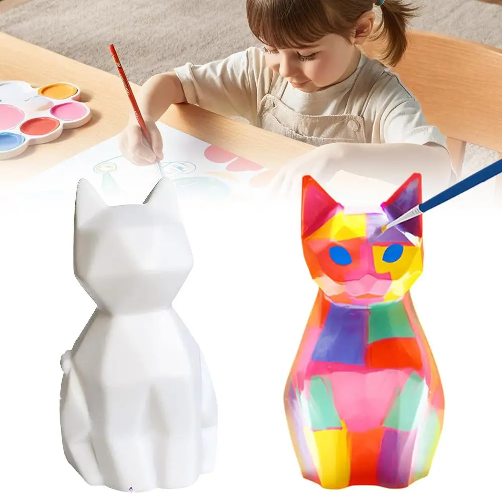 Lovely Cats Night Lamp Crafting Set DIY Graffiti Watercolor Toys Children's Handmade DIY Geometric Night Light Art Supplies