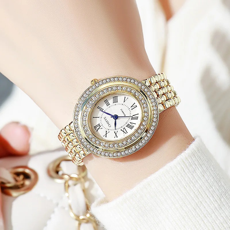 Full Diamond Pigeon Egg Dial Quartz Watch Ladies Girl Gift Roman Wristwatch Fashion Watches for Women Luxury Watches Wholesale