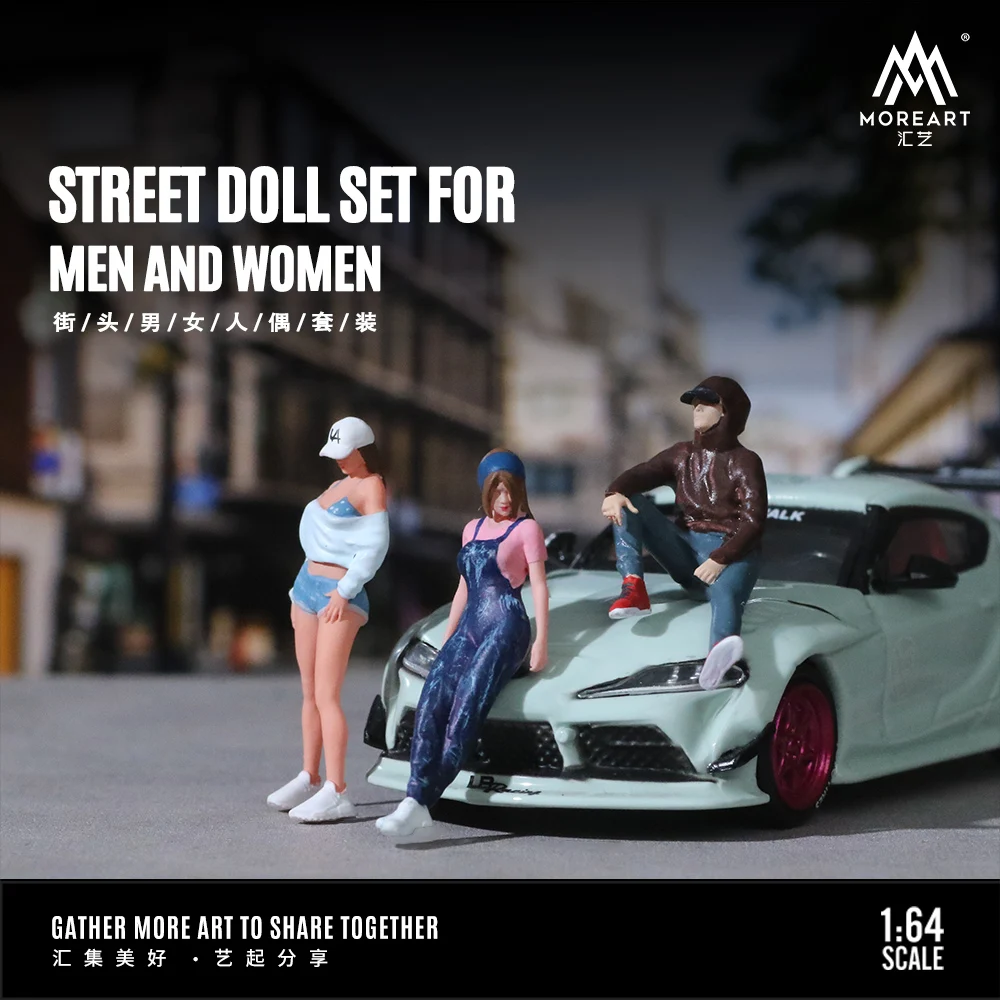 More Art 1:64 Street Man And Woman Action Figure, Resin Doll Set For Display & Collection & Gift