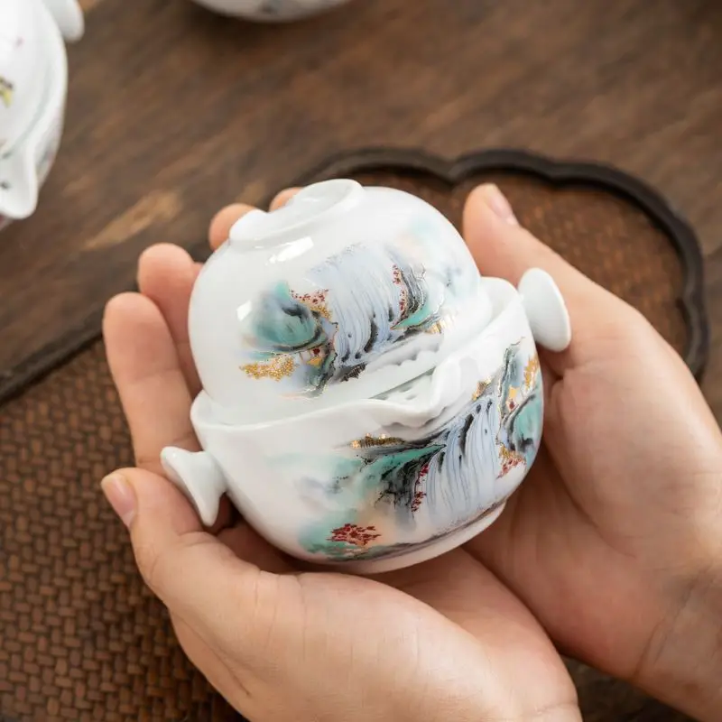 Chinese pattern ceramic travel tea set 1 cup+1 pot,tea cup teapot Teaware teapot kettle porcelain travel elegant gaiwan tea cup