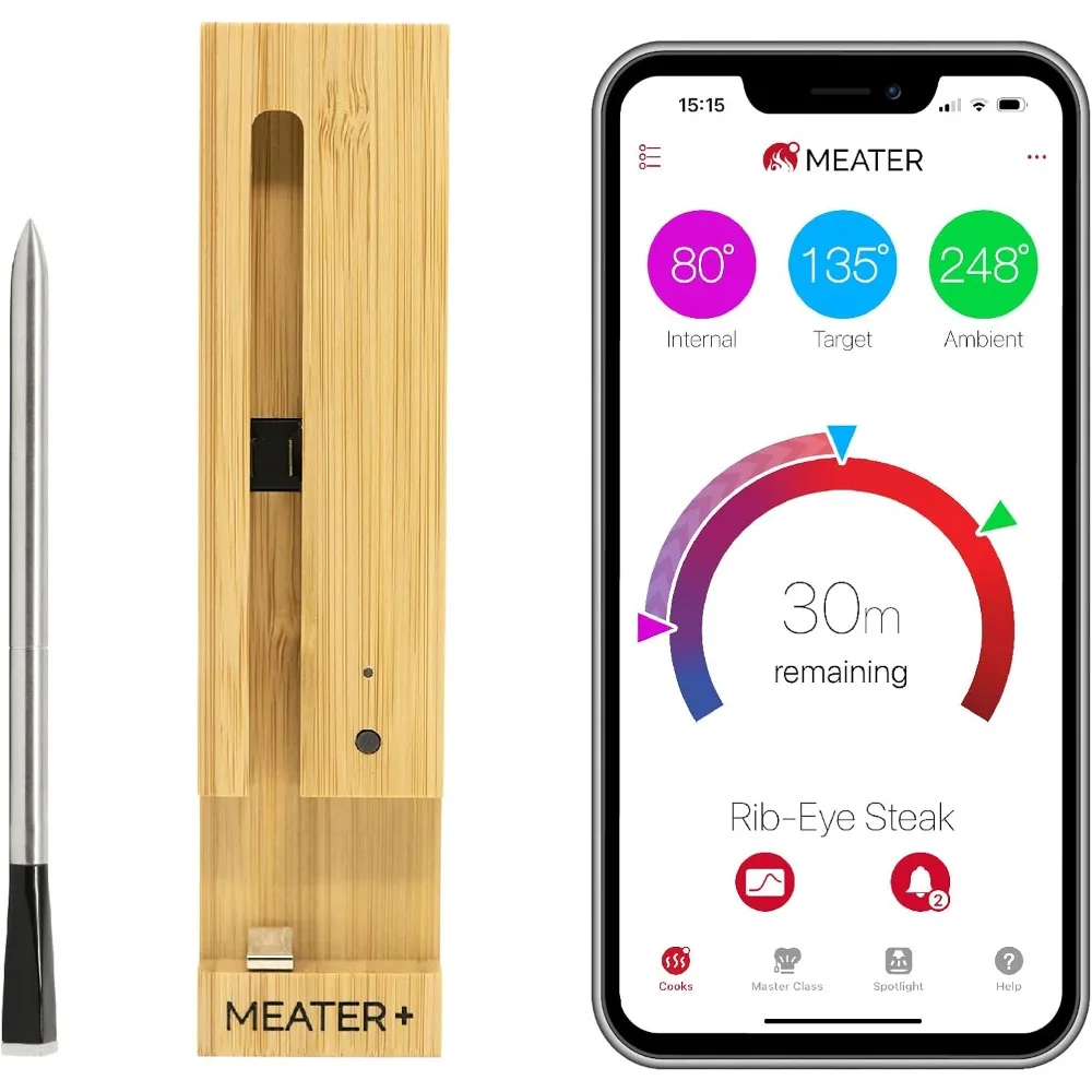 

Wireless Smart Meat Thermometer with Bluetooth | Long Range | Measures Internal & Ambient Temp | for BBQ, Oven, Grill